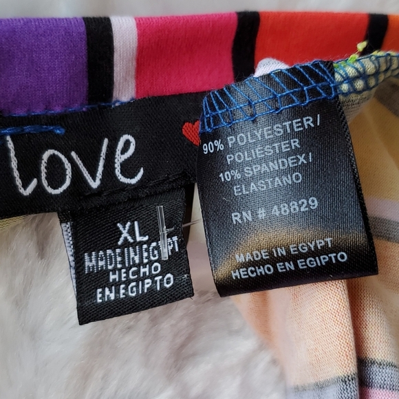 LOVE V neck s/s rainbow of bright colors size XL NWT EUC - Picture 5 of 11